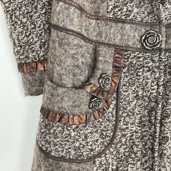 Christopher Banks copper brown wool blend snap closure pea coat trench coat - Picture 7 of 16